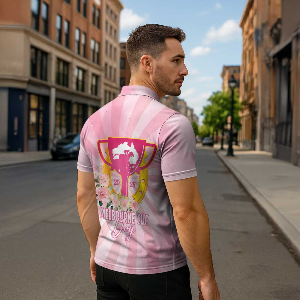 Australia Cup Melbourne Horse Racing Zipper Polo Shirt 2025 Champion Trophy With Horseshoe - Wonder Print Shop