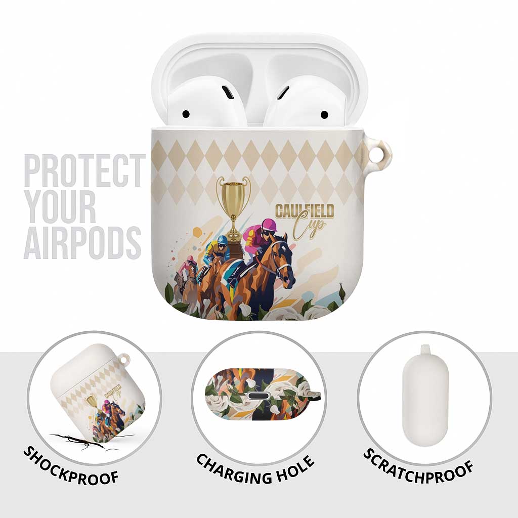 Australia Cup Caulfield Horse Racing AirPods Case Champion Trophy Mix White Roses - Wonder Print Shop
