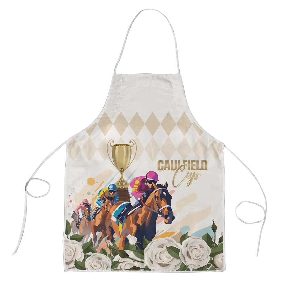 Australia Cup Caulfield Horse Racing Apron Champion Trophy Mix White Roses - Wonder Print Shop