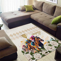 Australia Cup Caulfield Horse Racing Area Rug Champion Trophy Mix White Roses - Wonder Print Shop