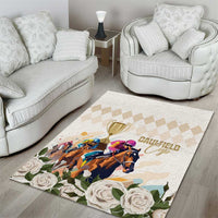 Australia Cup Caulfield Horse Racing Area Rug Champion Trophy Mix White Roses - Wonder Print Shop
