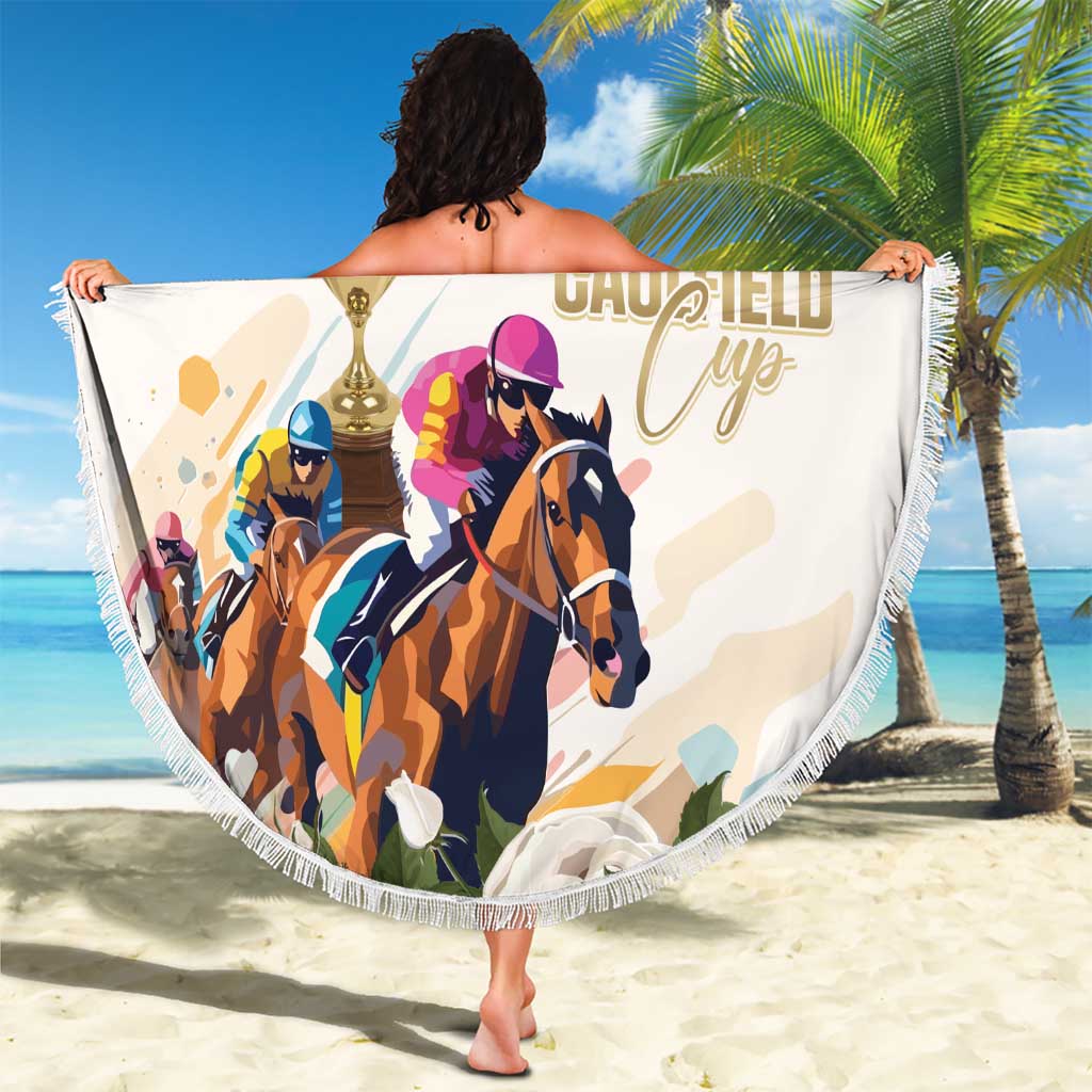 Australia Cup Caulfield Horse Racing Beach Blanket Champion Trophy Mix White Roses - Wonder Print Shop