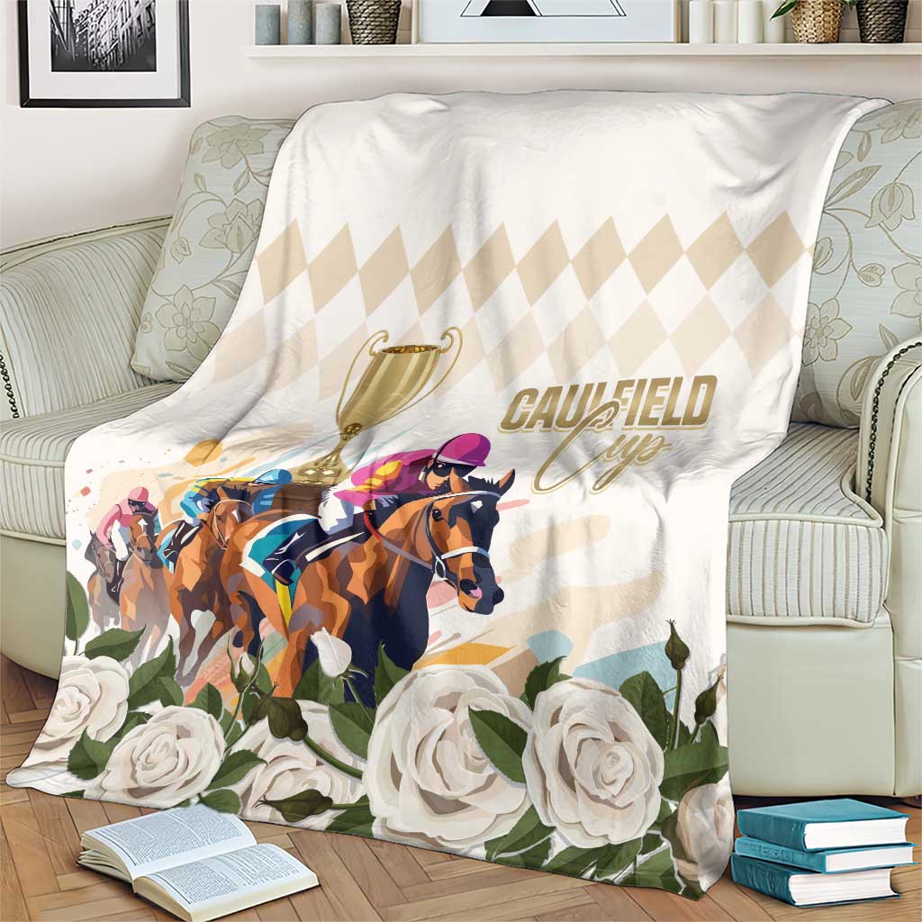 Australia Cup Caulfield Horse Racing Blanket Champion Trophy Mix White Roses - Wonder Print Shop