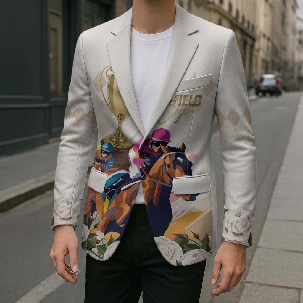 Australia Cup Caulfield Horse Racing Blazer Champion Trophy Mix White Roses - Wonder Print Shop