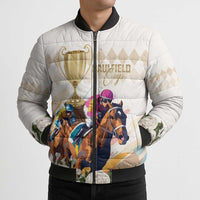 Australia Cup Caulfield Horse Racing Bomber Puffer Jacket Champion Trophy Mix White Roses - Wonder Print Shop
