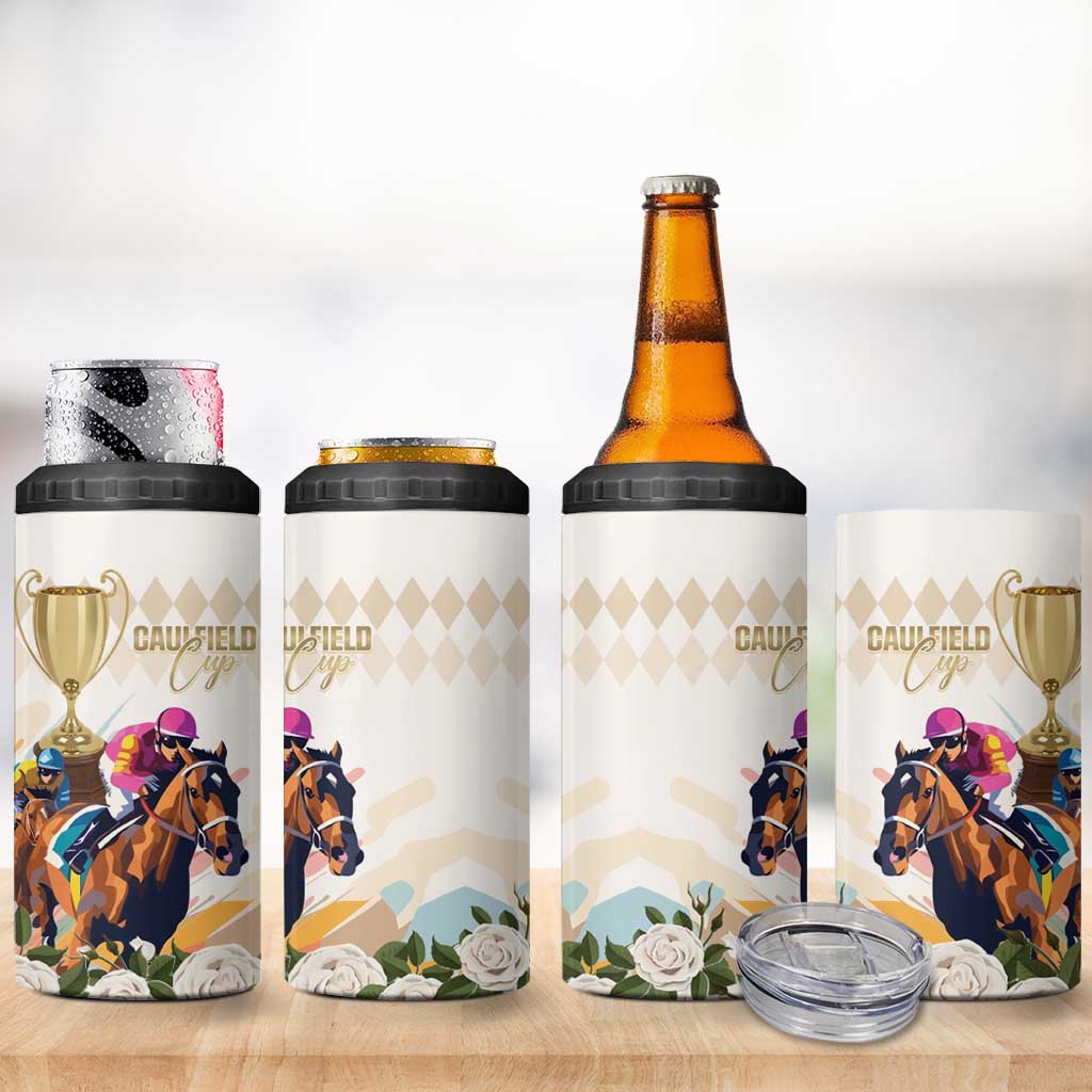 Australia Cup Caulfield Horse Racing 4 in 1 Can Cooler Tumbler Champion Trophy Mix White Roses - Wonder Print Shop