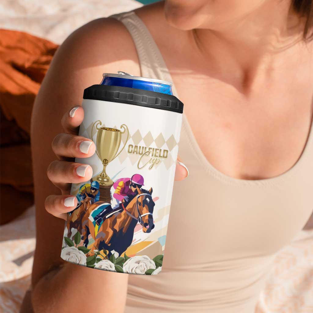 Australia Cup Caulfield Horse Racing 4 in 1 Can Cooler Tumbler Champion Trophy Mix White Roses - Wonder Print Shop