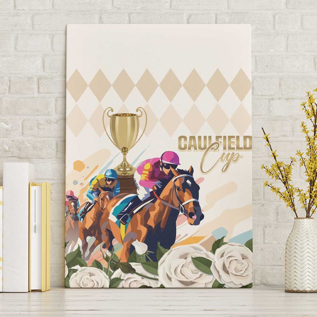 Australia Cup Caulfield Horse Racing Canvas Wall Art Champion Trophy Mix White Roses - Wonder Print Shop