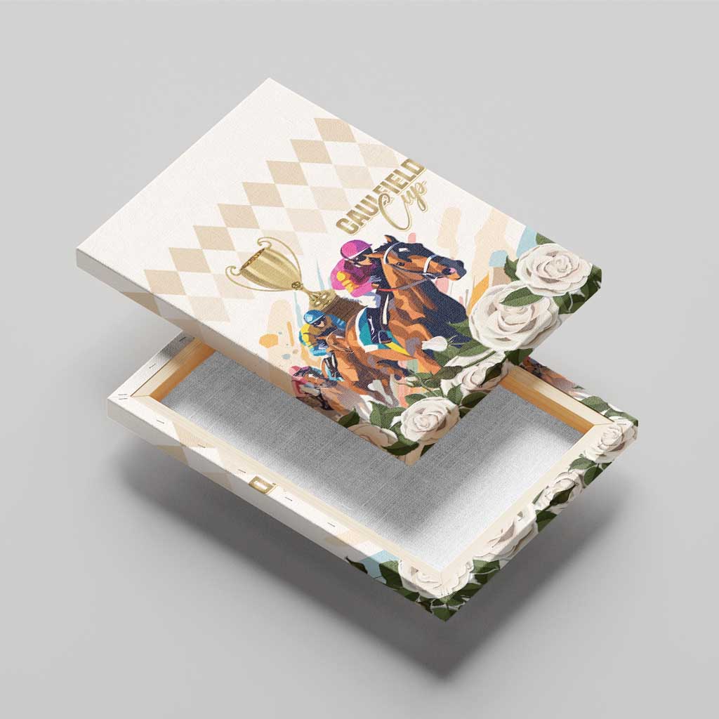 Australia Cup Caulfield Horse Racing Canvas Wall Art Champion Trophy Mix White Roses - Wonder Print Shop