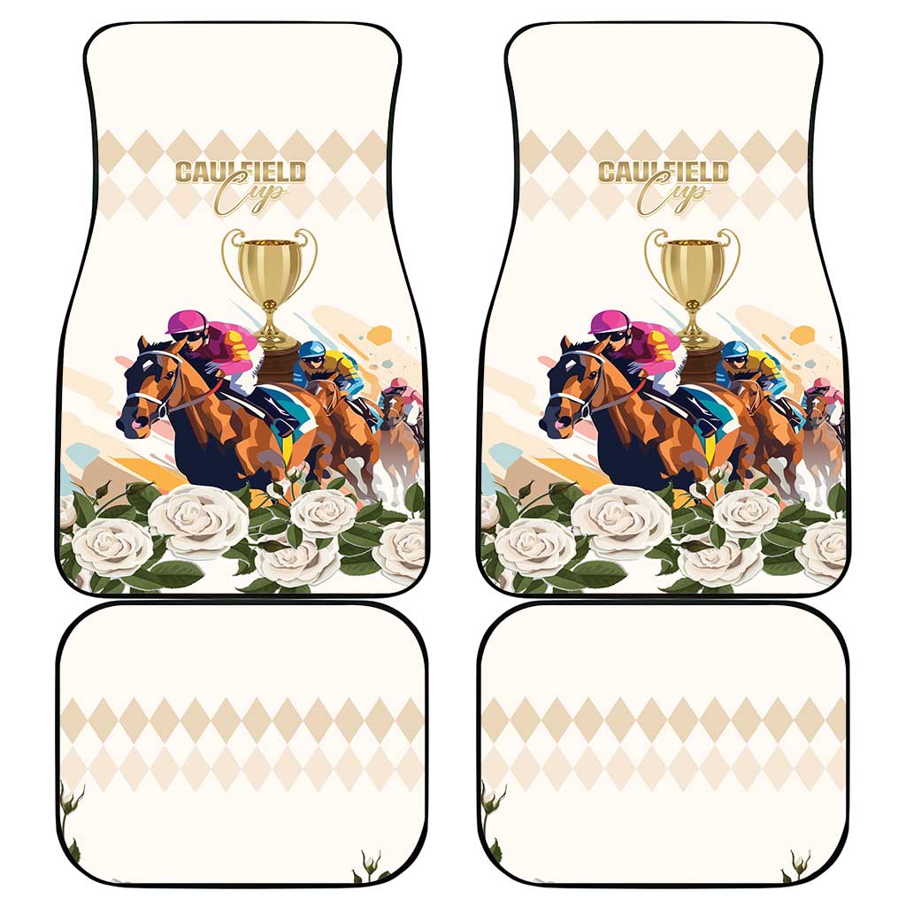 Australia Cup Caulfield Horse Racing Car Mats Champion Trophy Mix White Roses - Wonder Print Shop