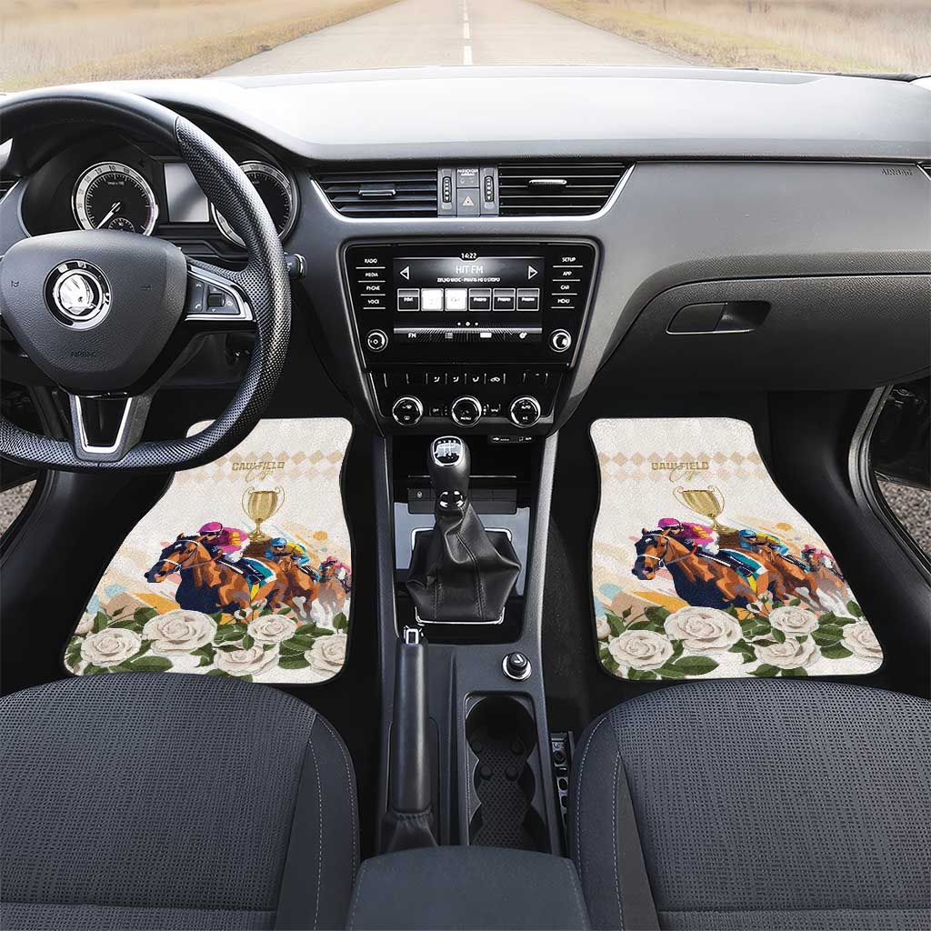 Australia Cup Caulfield Horse Racing Car Mats Champion Trophy Mix White Roses - Wonder Print Shop