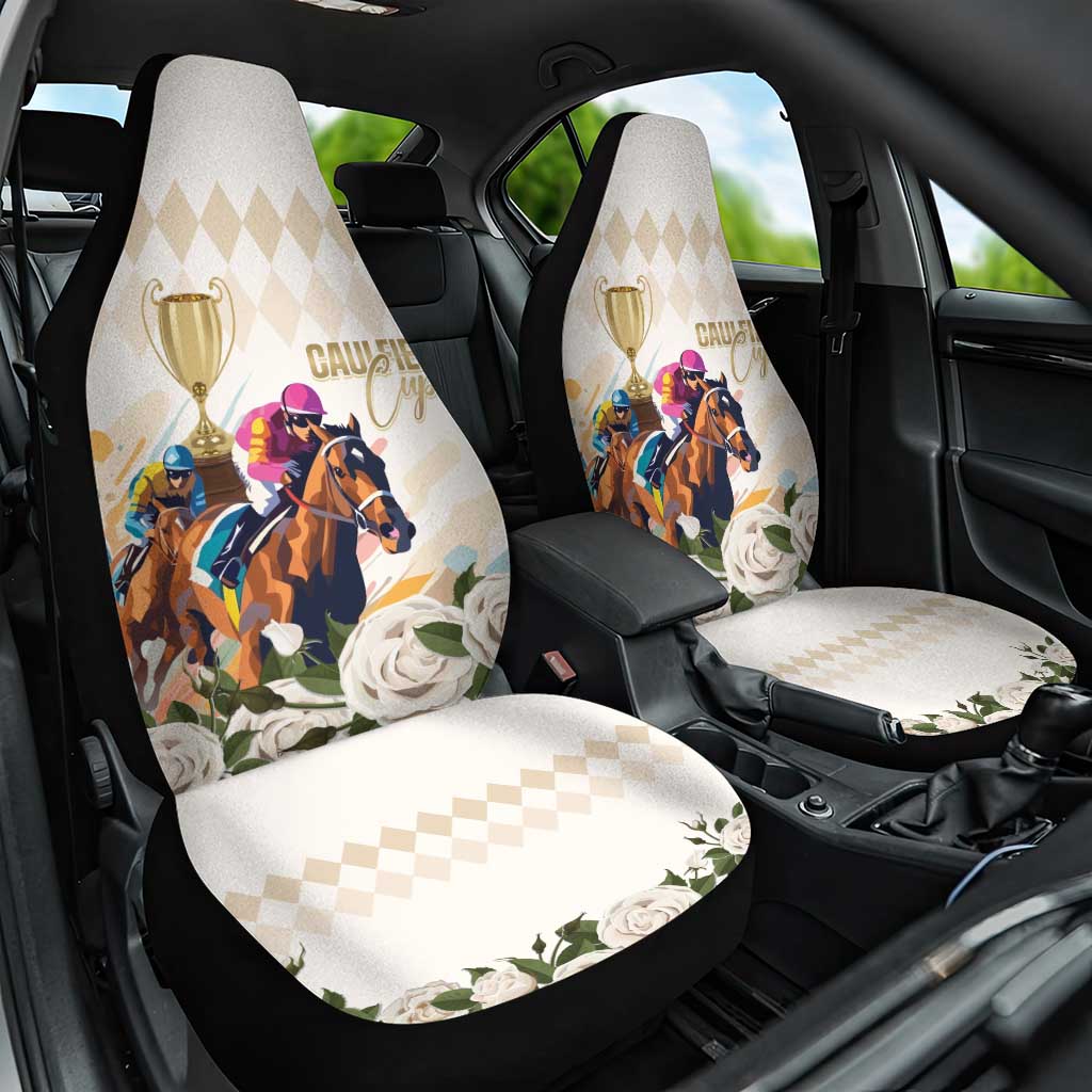 Australia Cup Caulfield Horse Racing Car Seat Cover Champion Trophy Mix White Roses - Wonder Print Shop
