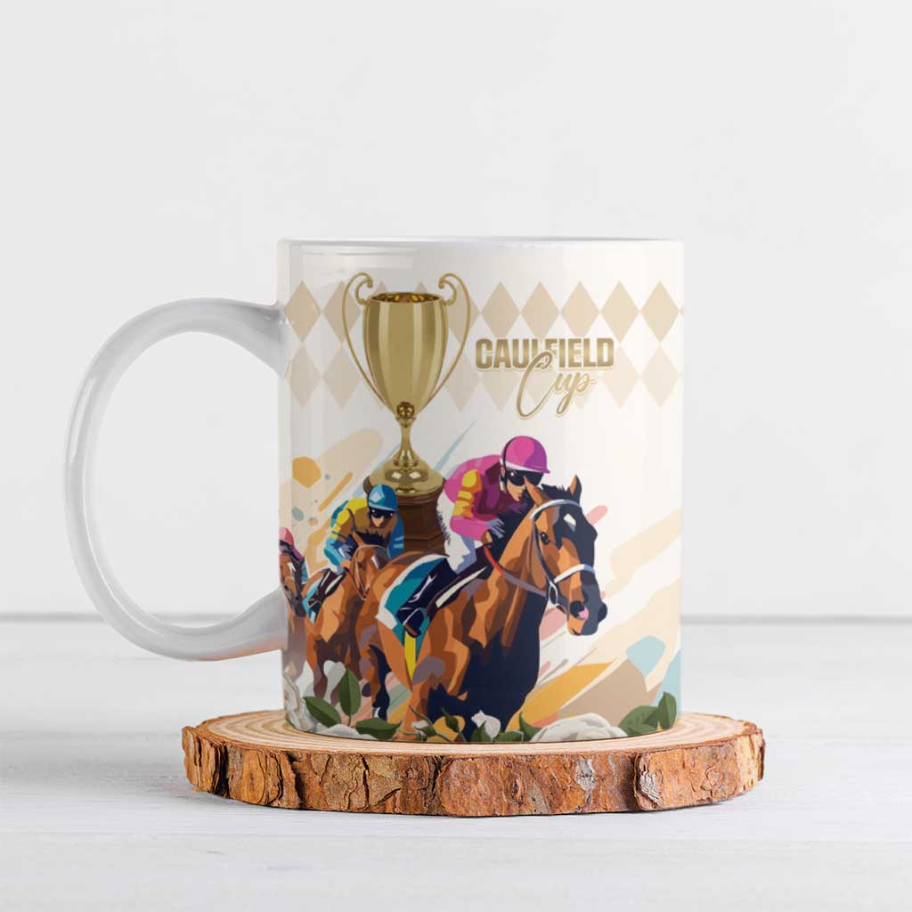 Australia Cup Caulfield Horse Racing Ceramic Mug Champion Trophy Mix White Roses - Wonder Print Shop