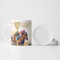 Australia Cup Caulfield Horse Racing Ceramic Mug Champion Trophy Mix White Roses - Wonder Print Shop
