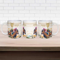 Australia Cup Caulfield Horse Racing Ceramic Mug Champion Trophy Mix White Roses - Wonder Print Shop
