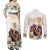 Australia Cup Caulfield Horse Racing Couples Matching Off Shoulder Maxi Dress and Long Sleeve Button Shirt Champion Trophy Mix White Roses - Wonder Print Shop