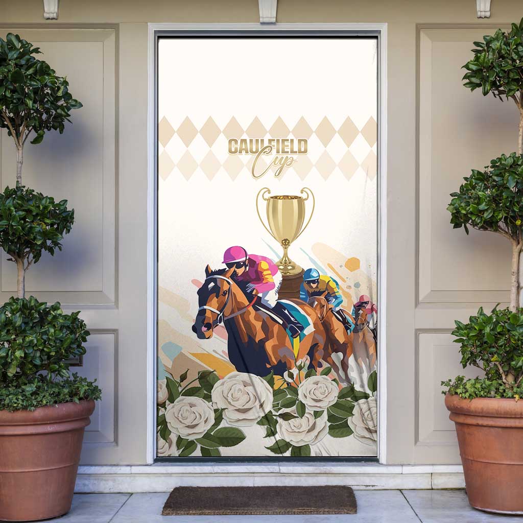Australia Cup Caulfield Horse Racing Door Cover Champion Trophy Mix White Roses - Wonder Print Shop