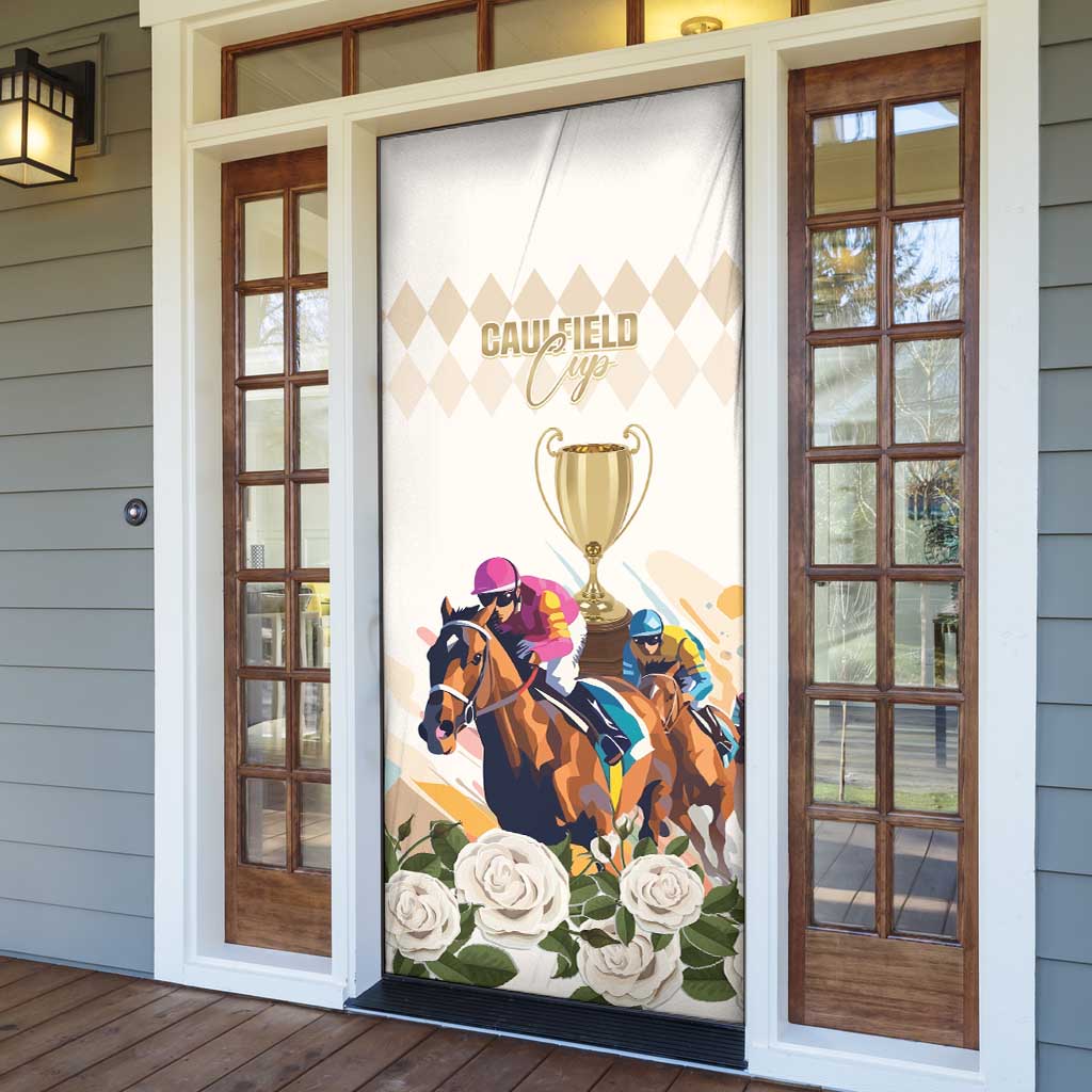 Australia Cup Caulfield Horse Racing Door Cover Champion Trophy Mix White Roses - Wonder Print Shop