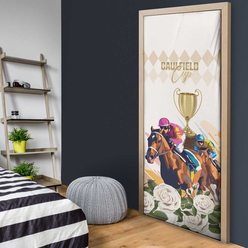 Australia Cup Caulfield Horse Racing Door Cover Champion Trophy Mix White Roses - Wonder Print Shop