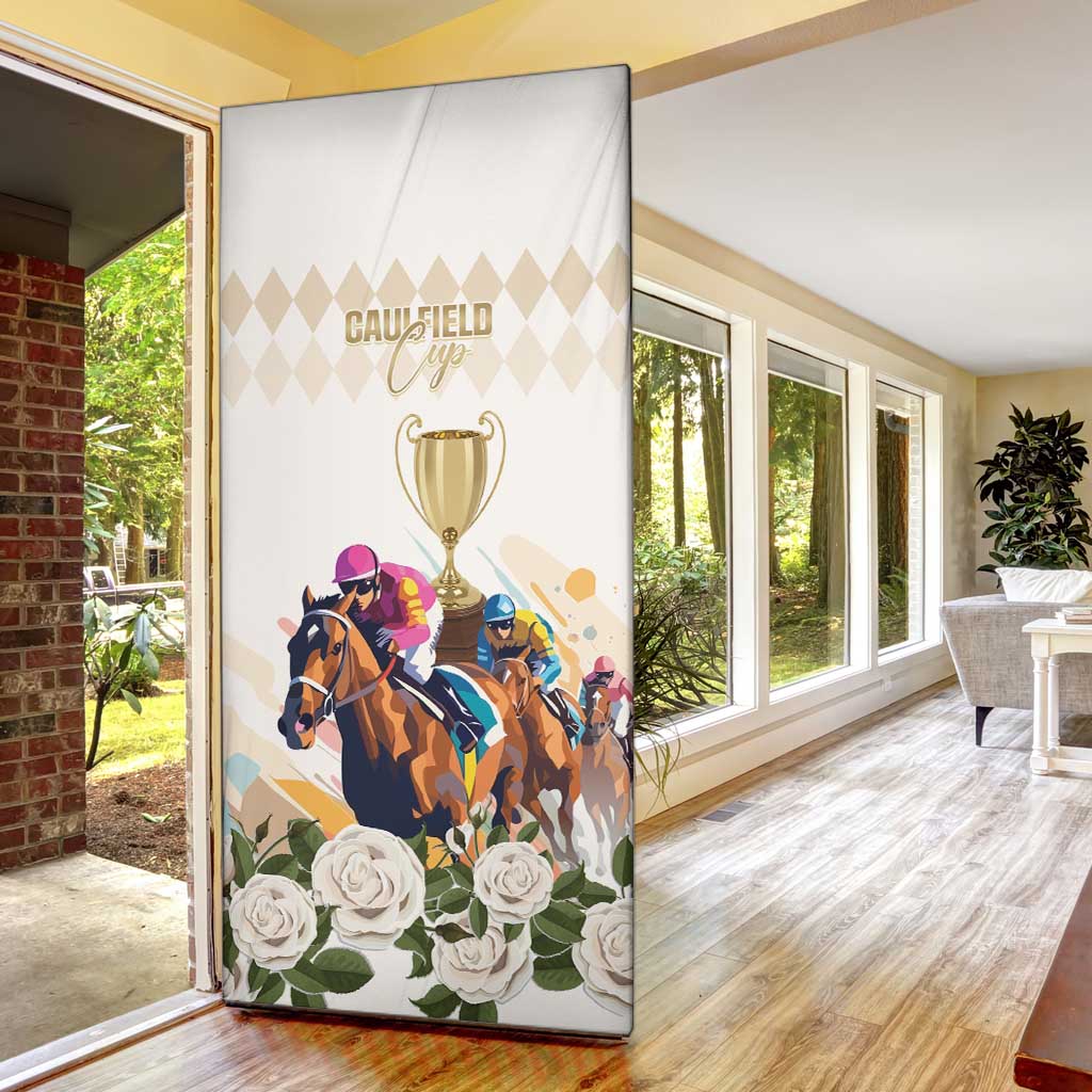 Australia Cup Caulfield Horse Racing Door Cover Champion Trophy Mix White Roses - Wonder Print Shop