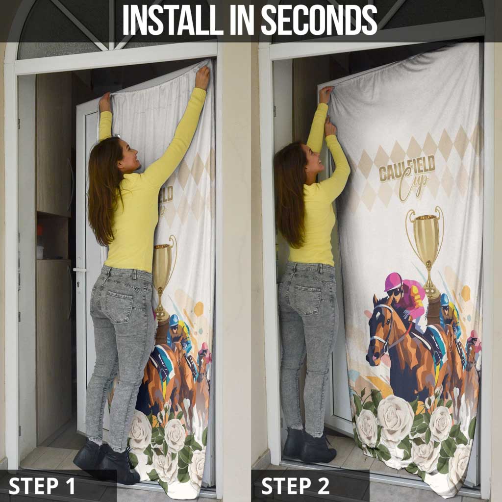Australia Cup Caulfield Horse Racing Door Cover Champion Trophy Mix White Roses - Wonder Print Shop