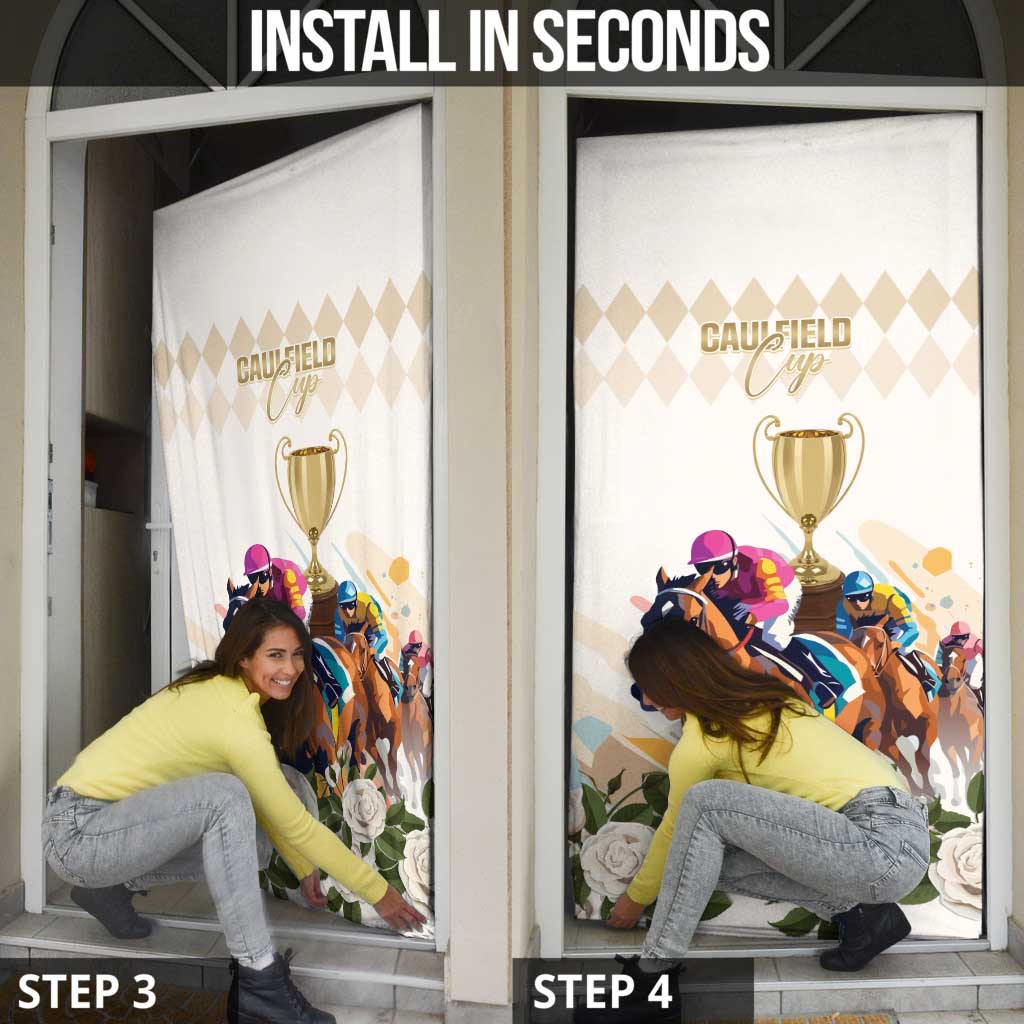 Australia Cup Caulfield Horse Racing Door Cover Champion Trophy Mix White Roses - Wonder Print Shop