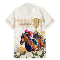 Australia Cup Caulfield Horse Racing Family Matching Mermaid Dress and Hawaiian Shirt Champion Trophy Mix White Roses - Wonder Print Shop