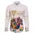 Australia Cup Caulfield Horse Racing Family Matching Off The Shoulder Long Sleeve Dress and Hawaiian Shirt Champion Trophy Mix White Roses - Wonder Print Shop