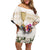 Australia Cup Caulfield Horse Racing Family Matching Off Shoulder Short Dress and Hawaiian Shirt Champion Trophy Mix White Roses - Wonder Print Shop