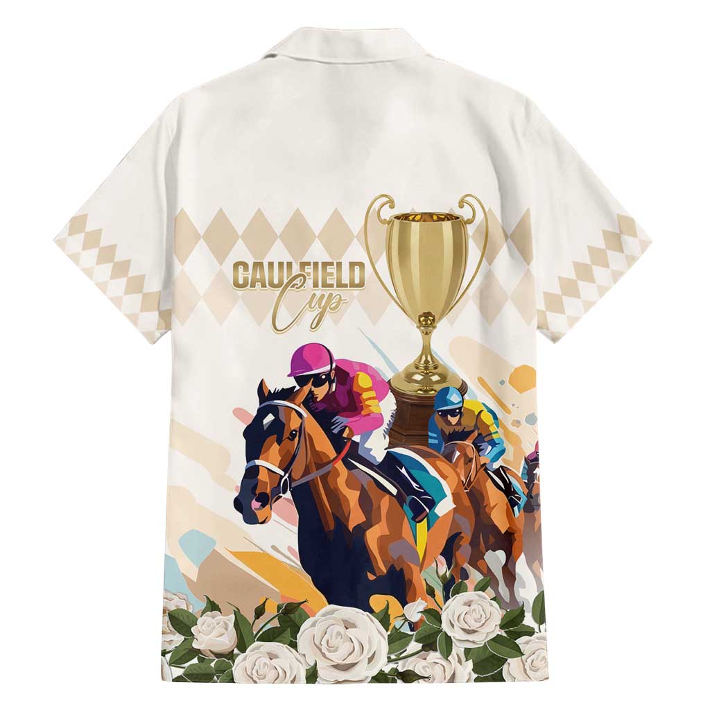 Australia Cup Caulfield Horse Racing Family Matching Summer Maxi Dress and Hawaiian Shirt Champion Trophy Mix White Roses - Wonder Print Shop