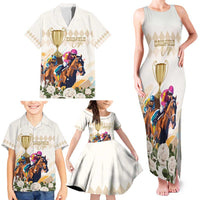 Australia Cup Caulfield Horse Racing Family Matching Tank Maxi Dress and Hawaiian Shirt Champion Trophy Mix White Roses - Wonder Print Shop