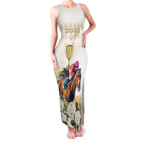 Australia Cup Caulfield Horse Racing Family Matching Tank Maxi Dress and Hawaiian Shirt Champion Trophy Mix White Roses - Wonder Print Shop