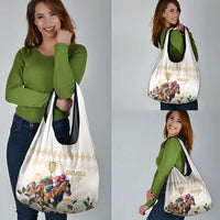 Australia Cup Caulfield Horse Racing Grocery Bag Champion Trophy Mix White Roses - Wonder Print Shop