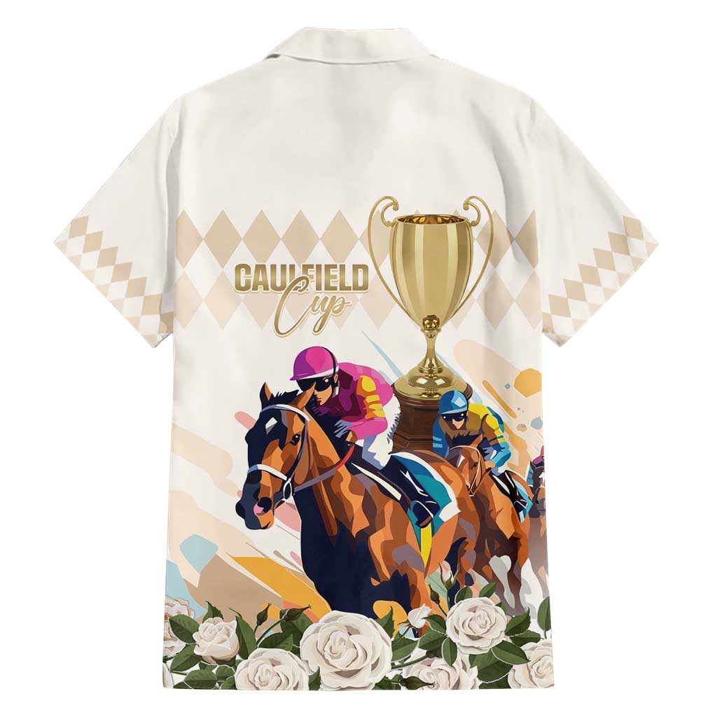 Australia Cup Caulfield Horse Racing Hawaiian Shirt Champion Trophy Mix White Roses - Wonder Print Shop