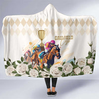 Australia Cup Caulfield Horse Racing Hooded Blanket Champion Trophy Mix White Roses - Wonder Print Shop