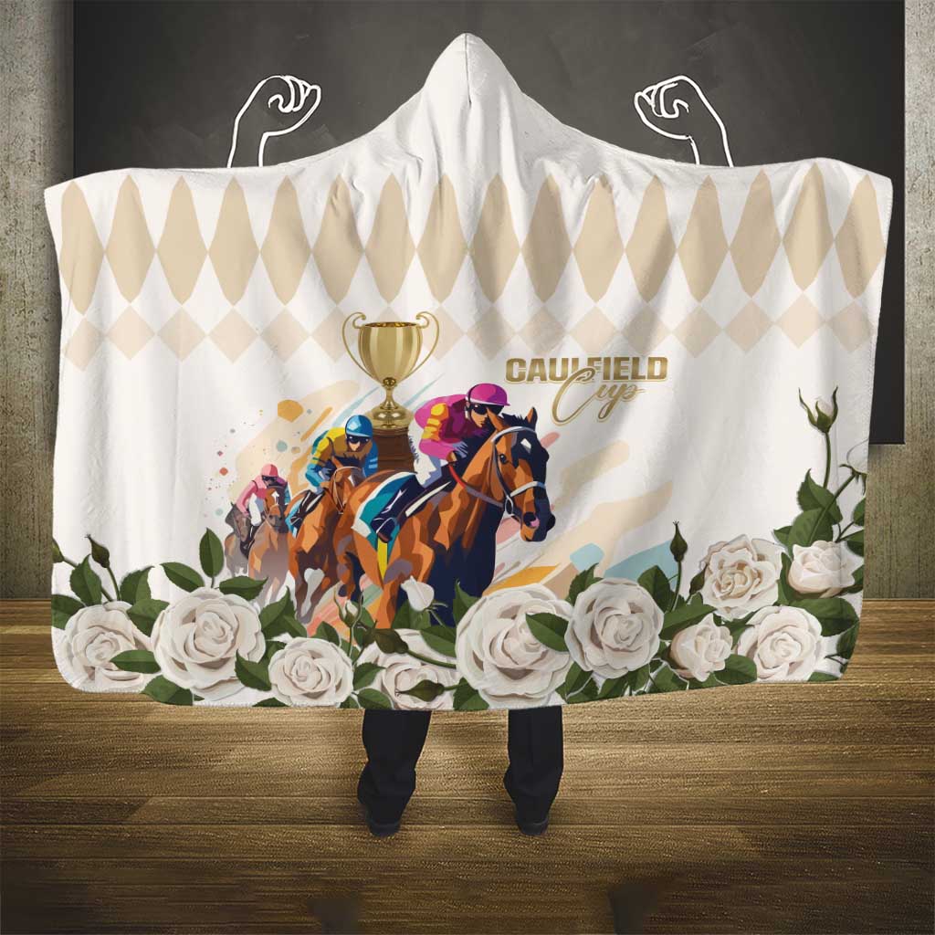 Australia Cup Caulfield Horse Racing Hooded Blanket Champion Trophy Mix White Roses - Wonder Print Shop