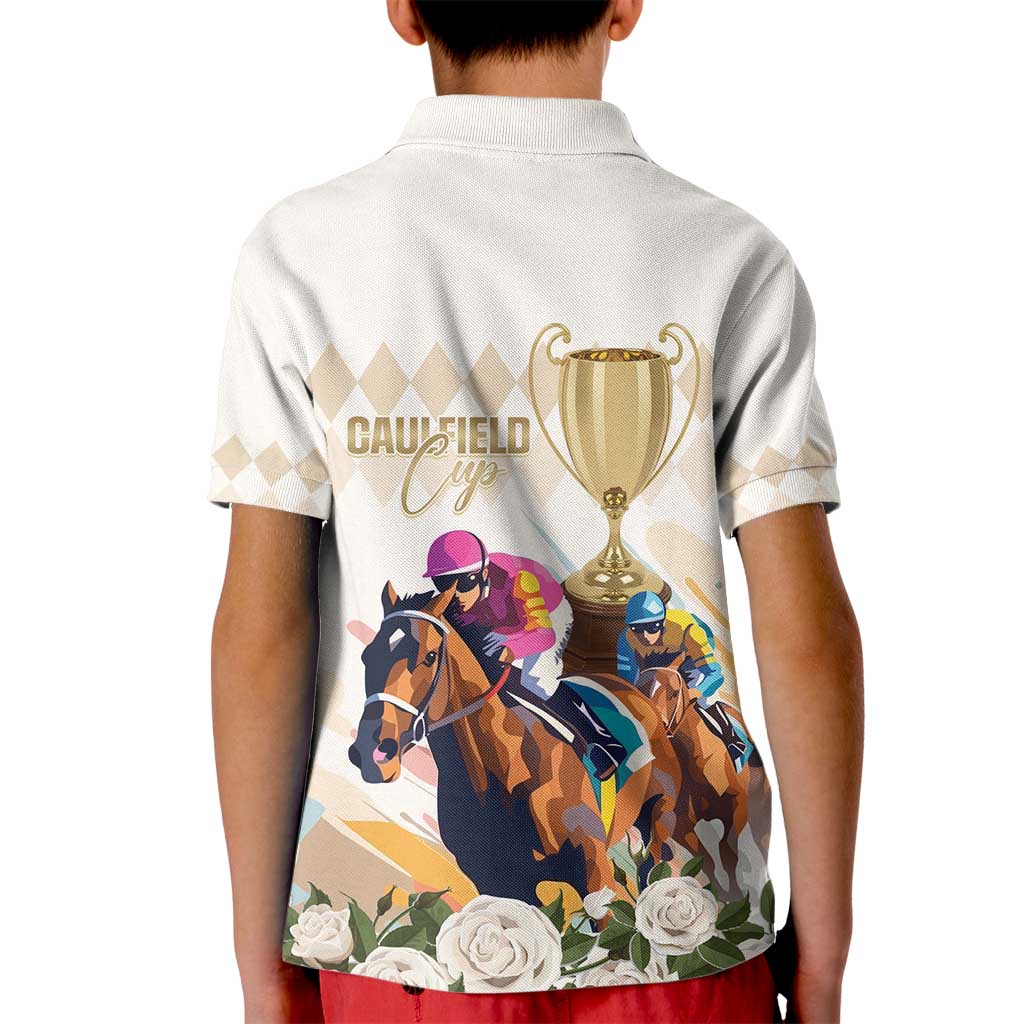 Australia Cup Caulfield Horse Racing Kid Polo Shirt Champion Trophy Mix White Roses - Wonder Print Shop