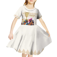 Australia Cup Caulfield Horse Racing Kid Short Sleeve Dress Champion Trophy Mix White Roses - Wonder Print Shop