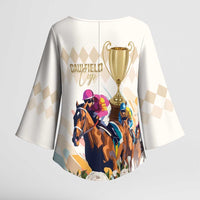 Australia Cup Caulfield Horse Racing Kimono Sleeve Blouse Champion Trophy Mix White Roses - Wonder Print Shop