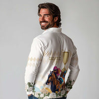 Australia Cup Caulfield Horse Racing Long Sleeve Polo Shirt Champion Trophy Mix White Roses - Wonder Print Shop