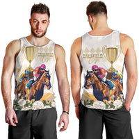 Australia Cup Caulfield Horse Racing Men Tank Top Champion Trophy Mix White Roses - Wonder Print Shop