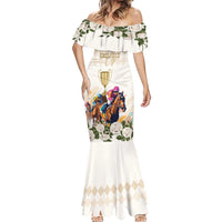 Australia Cup Caulfield Horse Racing Mermaid Dress Champion Trophy Mix White Roses - Wonder Print Shop
