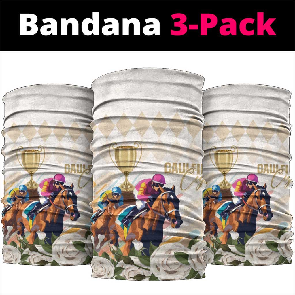Australia Cup Caulfield Horse Racing Neck Gaiter Champion Trophy Mix White Roses - Wonder Print Shop