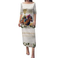 Australia Cup Caulfield Horse Racing Puletasi Champion Trophy Mix White Roses - Wonder Print Shop