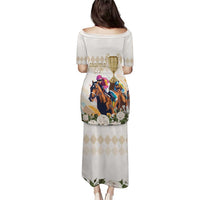 Australia Cup Caulfield Horse Racing Puletasi Champion Trophy Mix White Roses - Wonder Print Shop