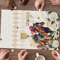 Australia Cup Caulfield Horse Racing Puzzle Champion Trophy Mix White Roses - Wonder Print Shop