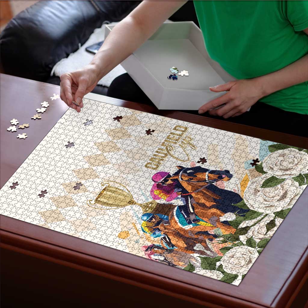 Australia Cup Caulfield Horse Racing Puzzle Champion Trophy Mix White Roses - Wonder Print Shop