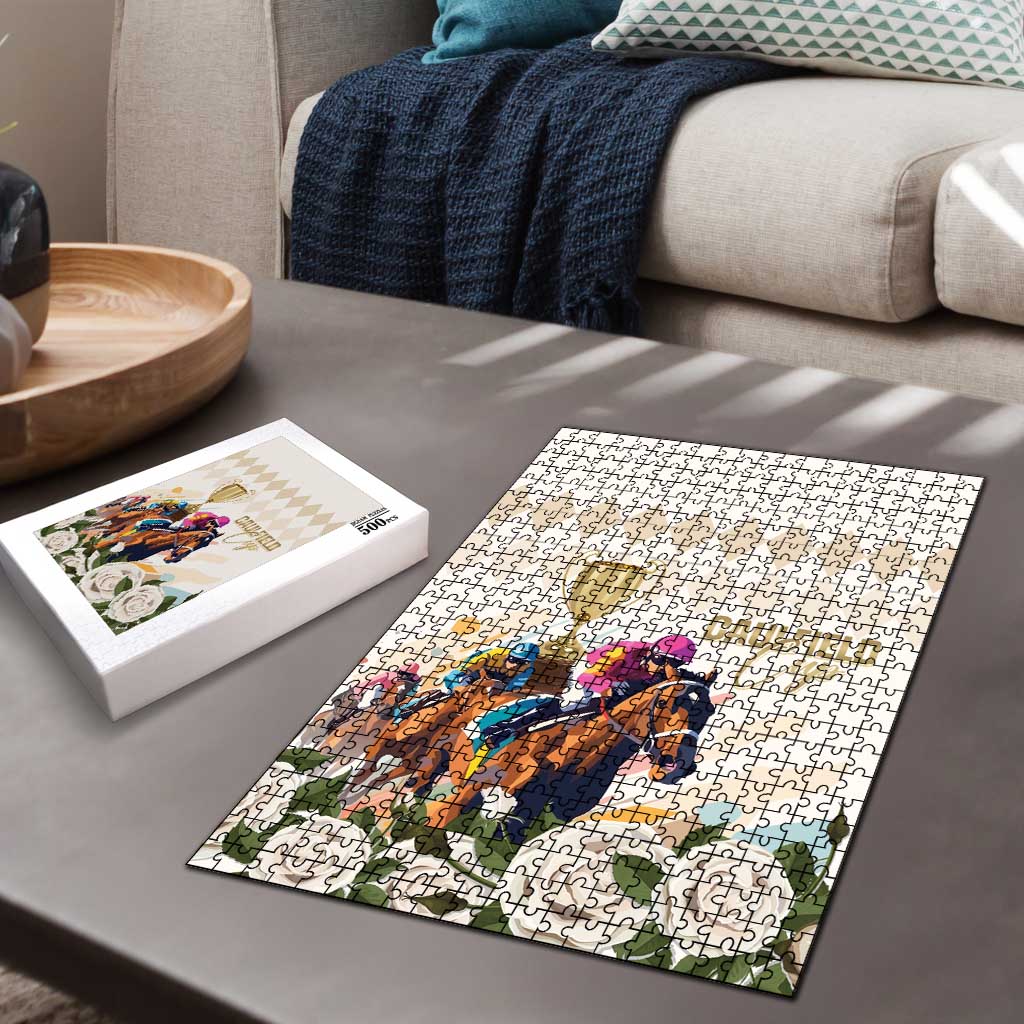 Australia Cup Caulfield Horse Racing Puzzle Champion Trophy Mix White Roses - Wonder Print Shop