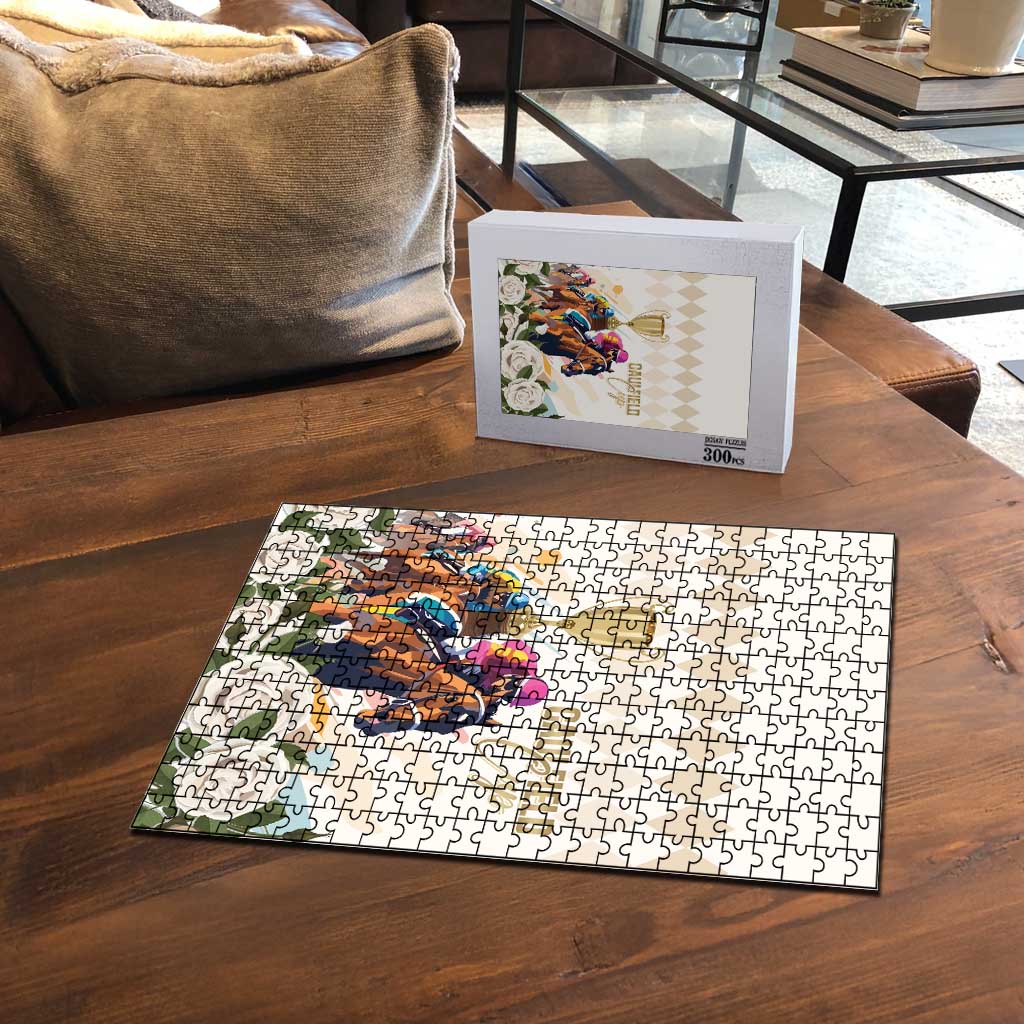 Australia Cup Caulfield Horse Racing Puzzle Champion Trophy Mix White Roses - Wonder Print Shop