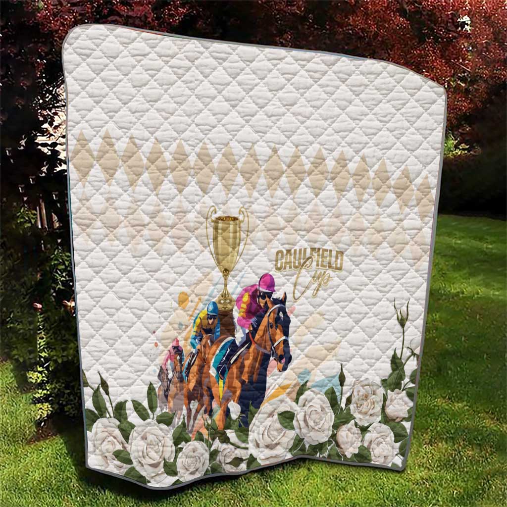 Australia Cup Caulfield Horse Racing Quilt Champion Trophy Mix White Roses - Wonder Print Shop